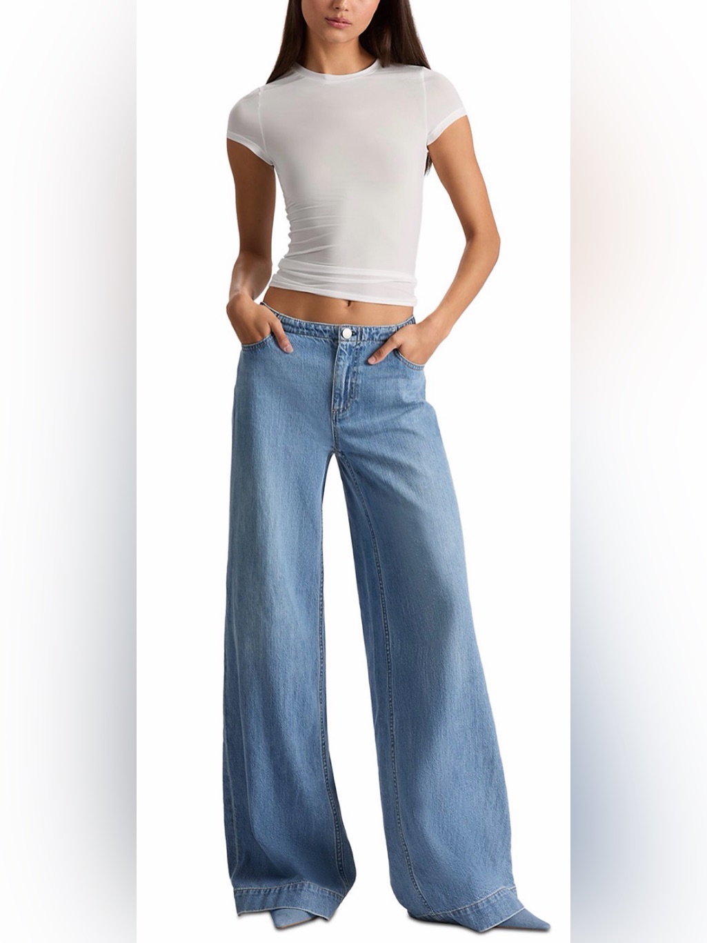 Alice + Olivia Slay Low Rise Wide Leg Jeans In Celine Vintage